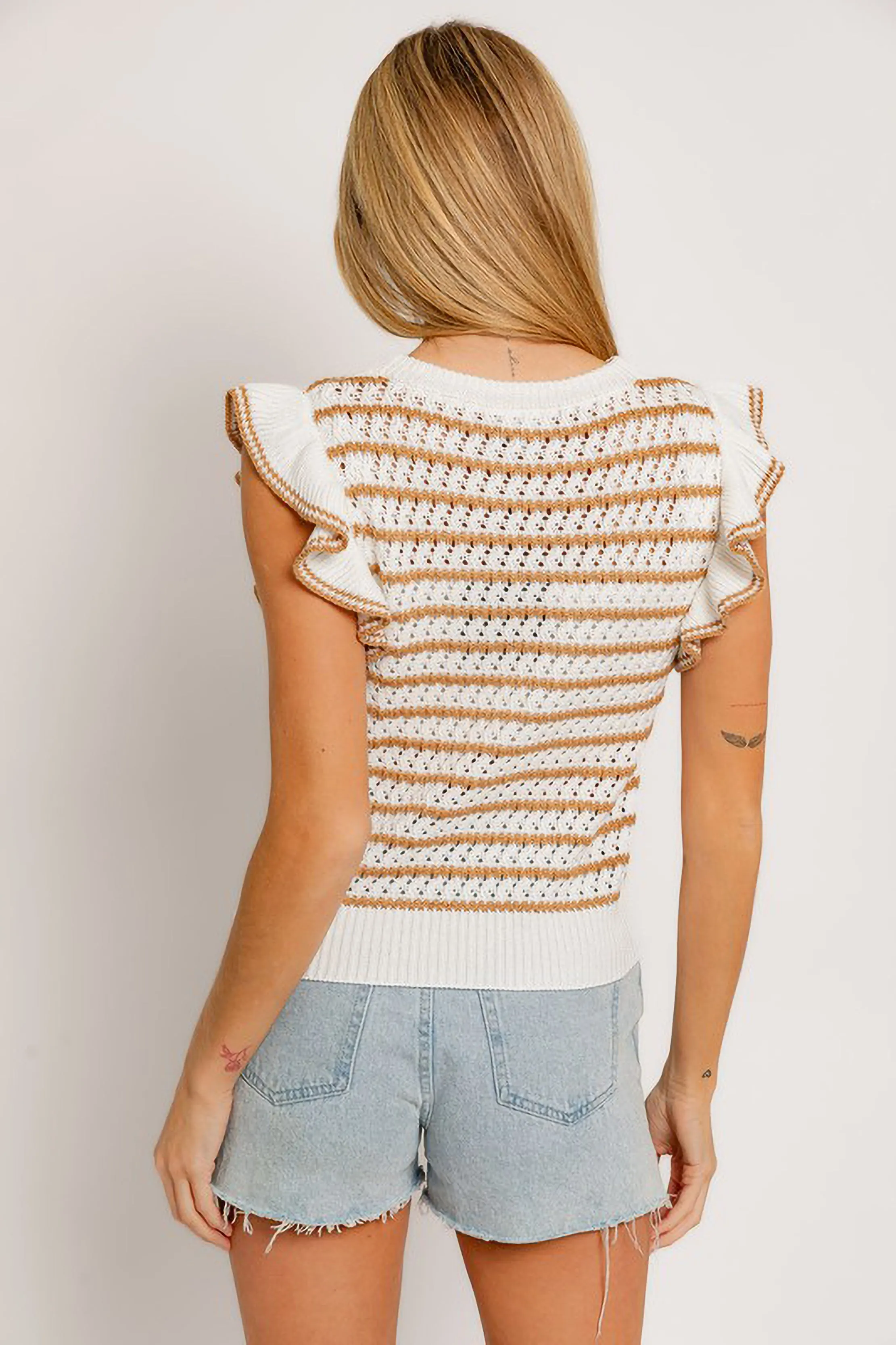 Striped Knit Flutter Sleeve Top sold by Sun n Moon product image thumbnail 3