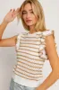 Striped Knit Flutter Sleeve Top sold by Sun n Moon