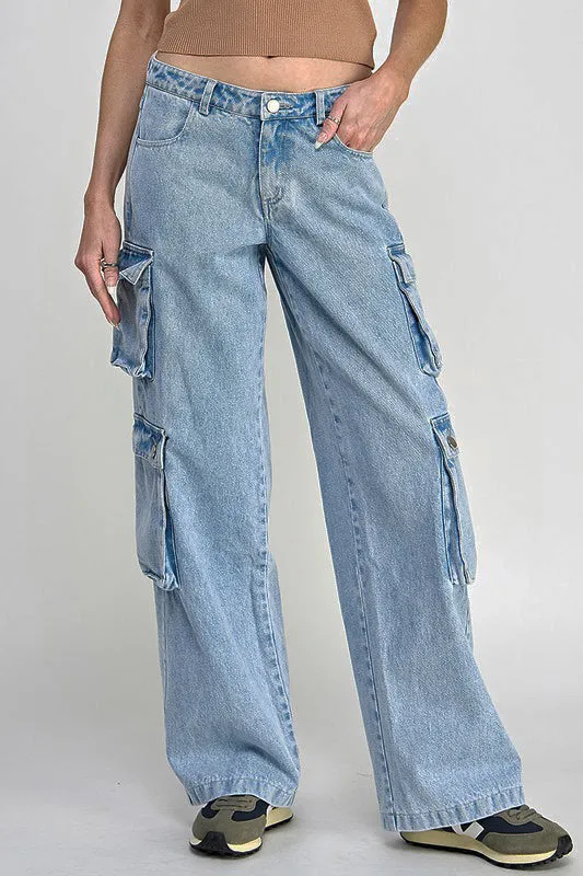 Denim Cargo Pants sold by Sun n Moon