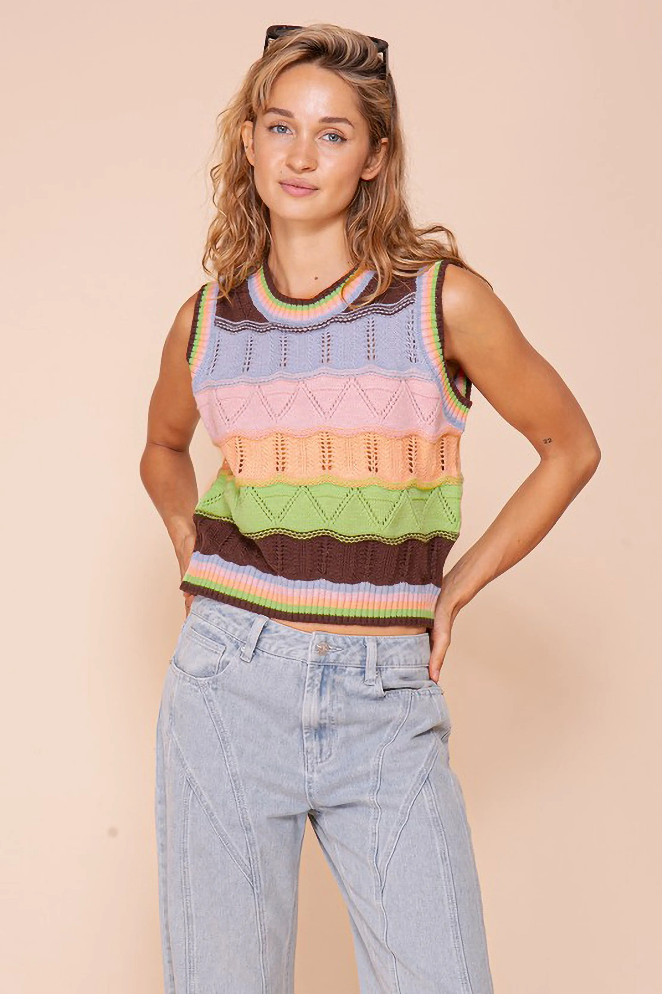 Multi Stripe Sweater Vest sold by Sun n Moon