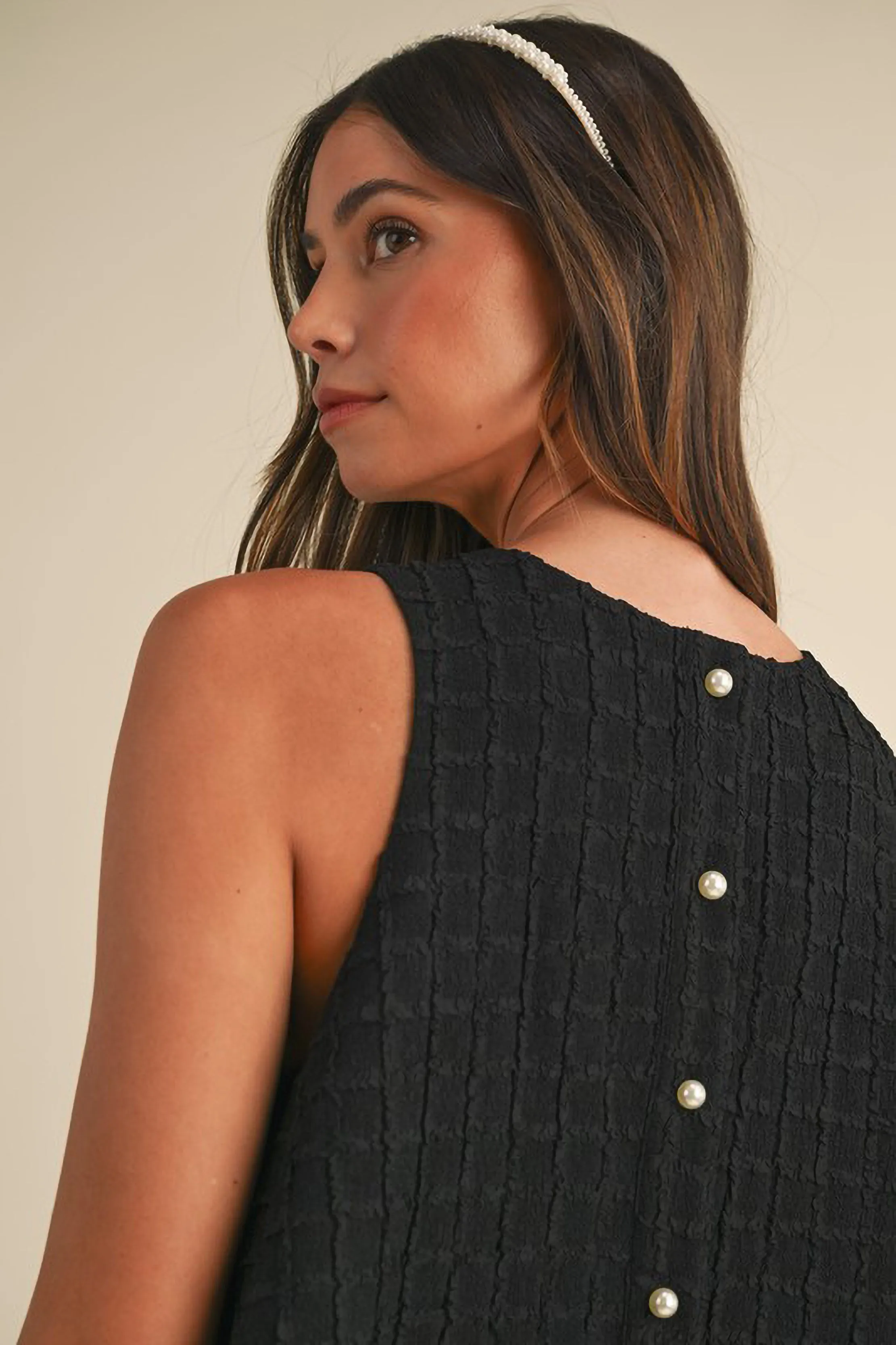 Pearl Button Ruffle Hem Dress sold by Sun n Moon product image thumbnail 3