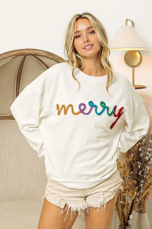 Tinsel Merry Ribbed Pullover sold by Sun n Moon