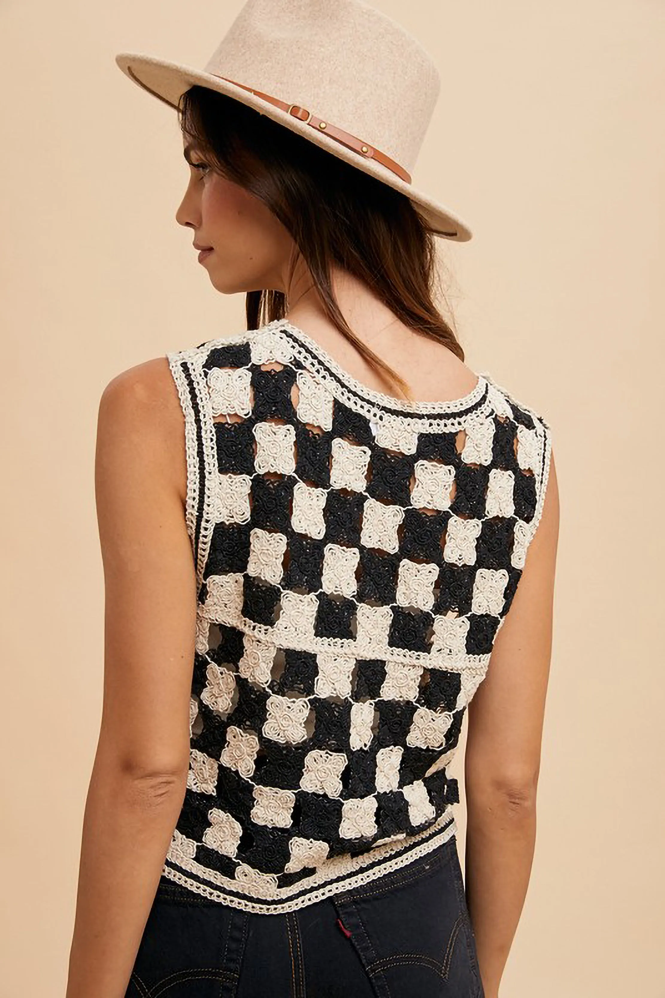 Checkered Crochet Vest sold by Sun n Moon product image thumbnail 3