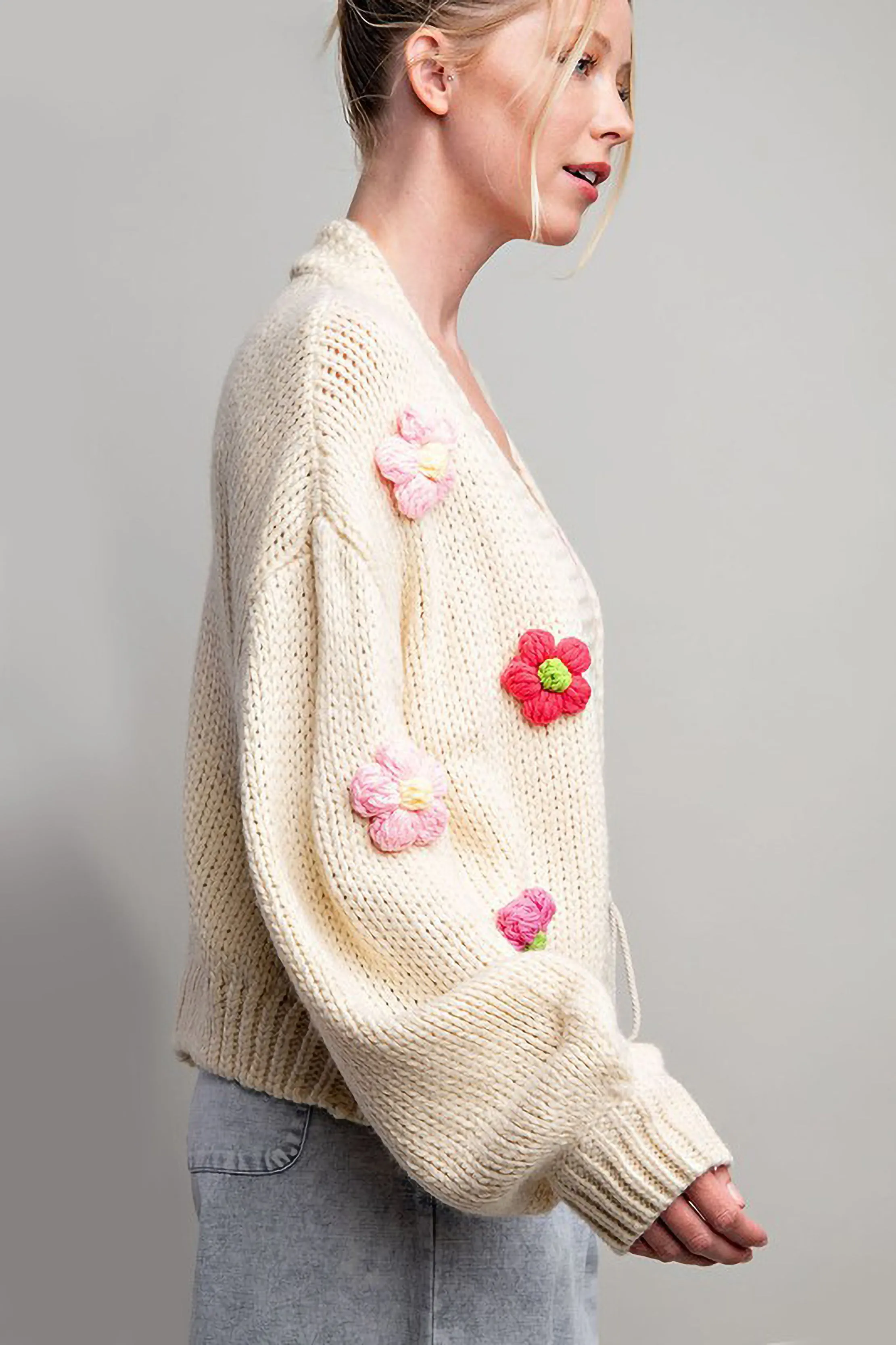 Knit Multi Flower Cardigan sold by Sun n Moon product image thumbnail 3