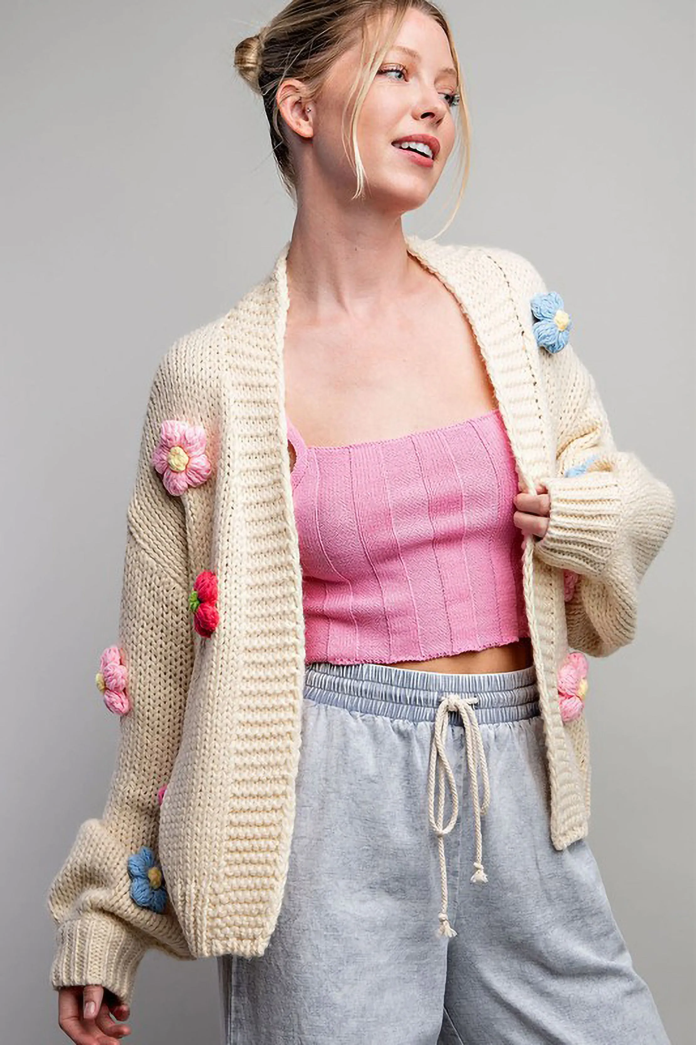 Knit Multi Flower Cardigan sold by Sun n Moon product image thumbnail 2