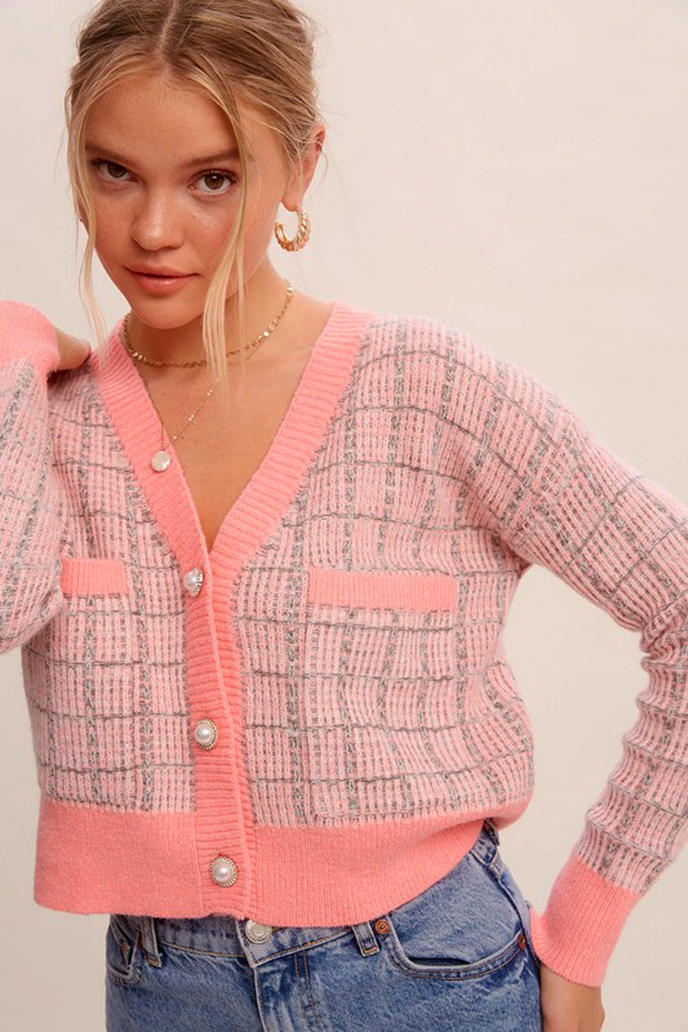 Tweed Pearl Button Cropped Cardigan sold by Sun n Moon