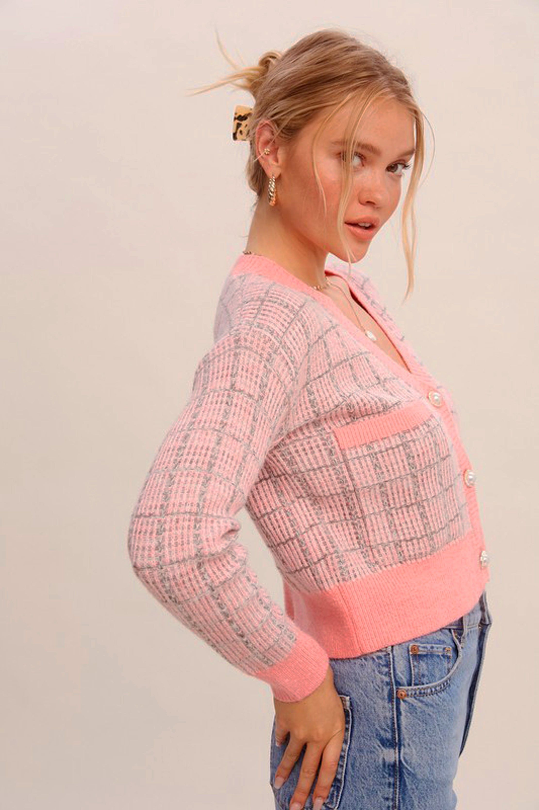 Tweed Pearl Button Cropped Cardigan sold by Sun n Moon product image thumbnail 2