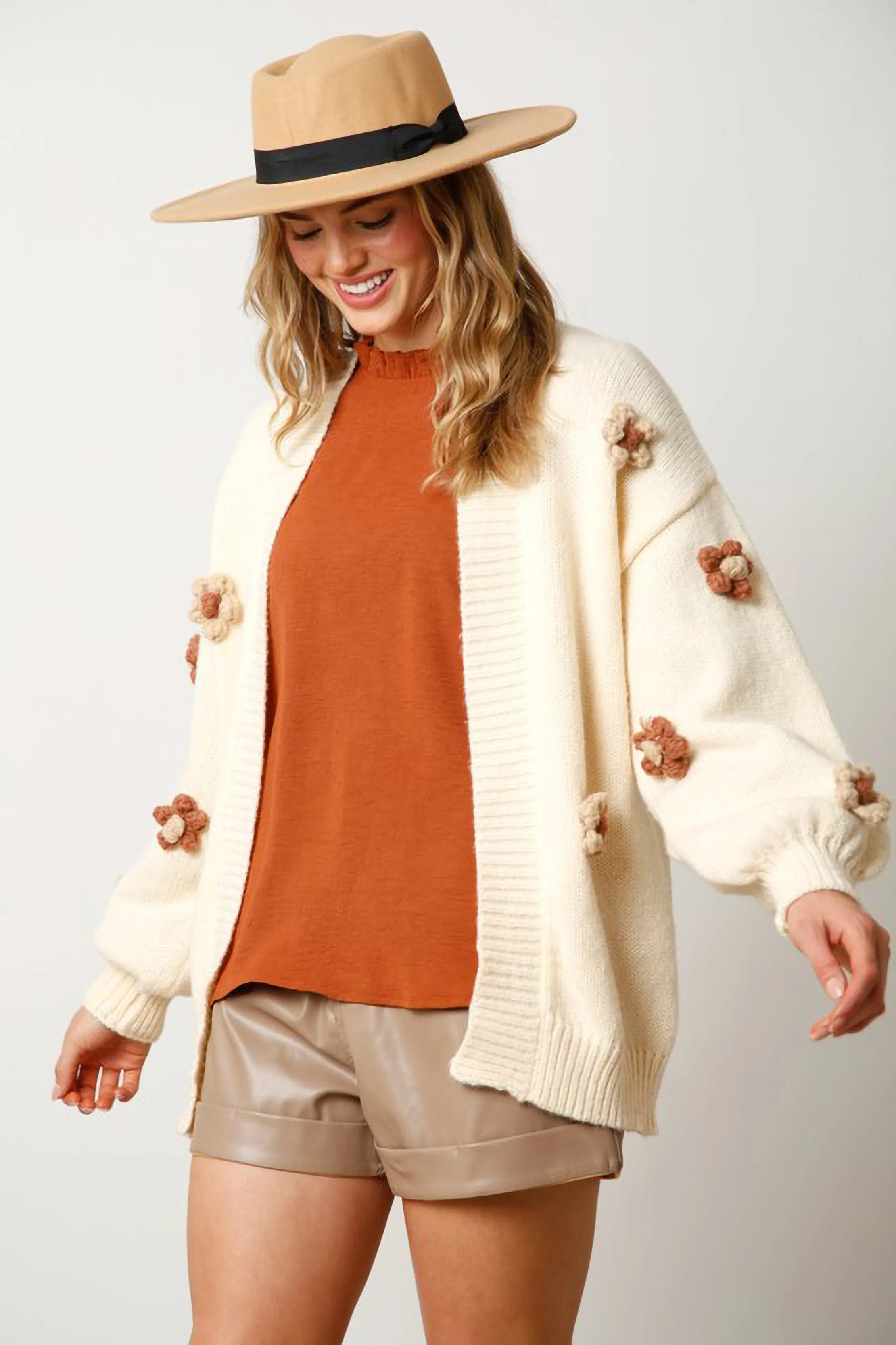 Knit Neutral Flower Cardigan sold by Sun n Moon