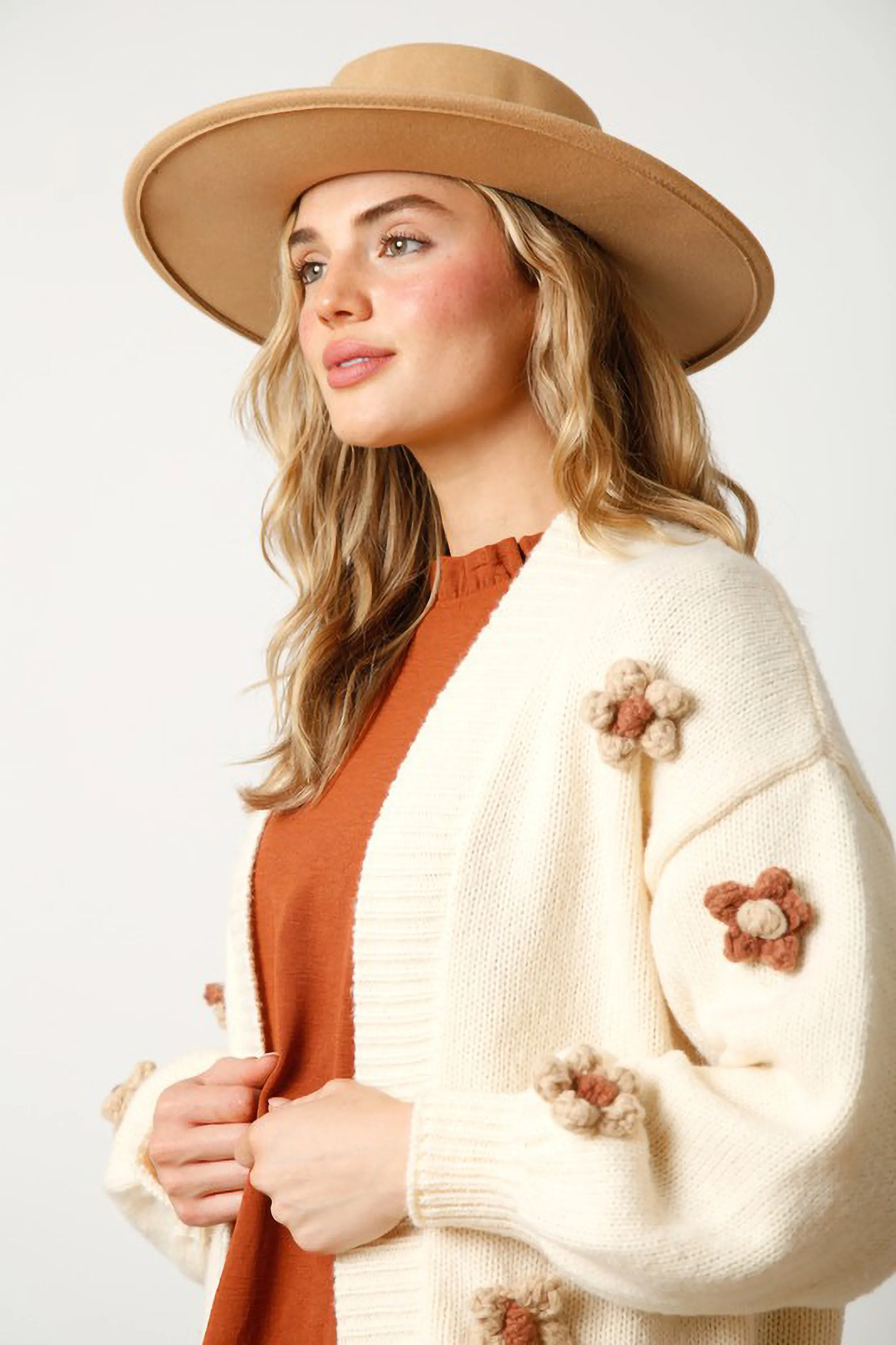 Knit Neutral Flower Cardigan sold by Sun n Moon product image thumbnail 4