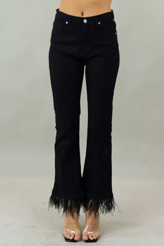 Black Feather Hem Jeans sold by Sun n Moon