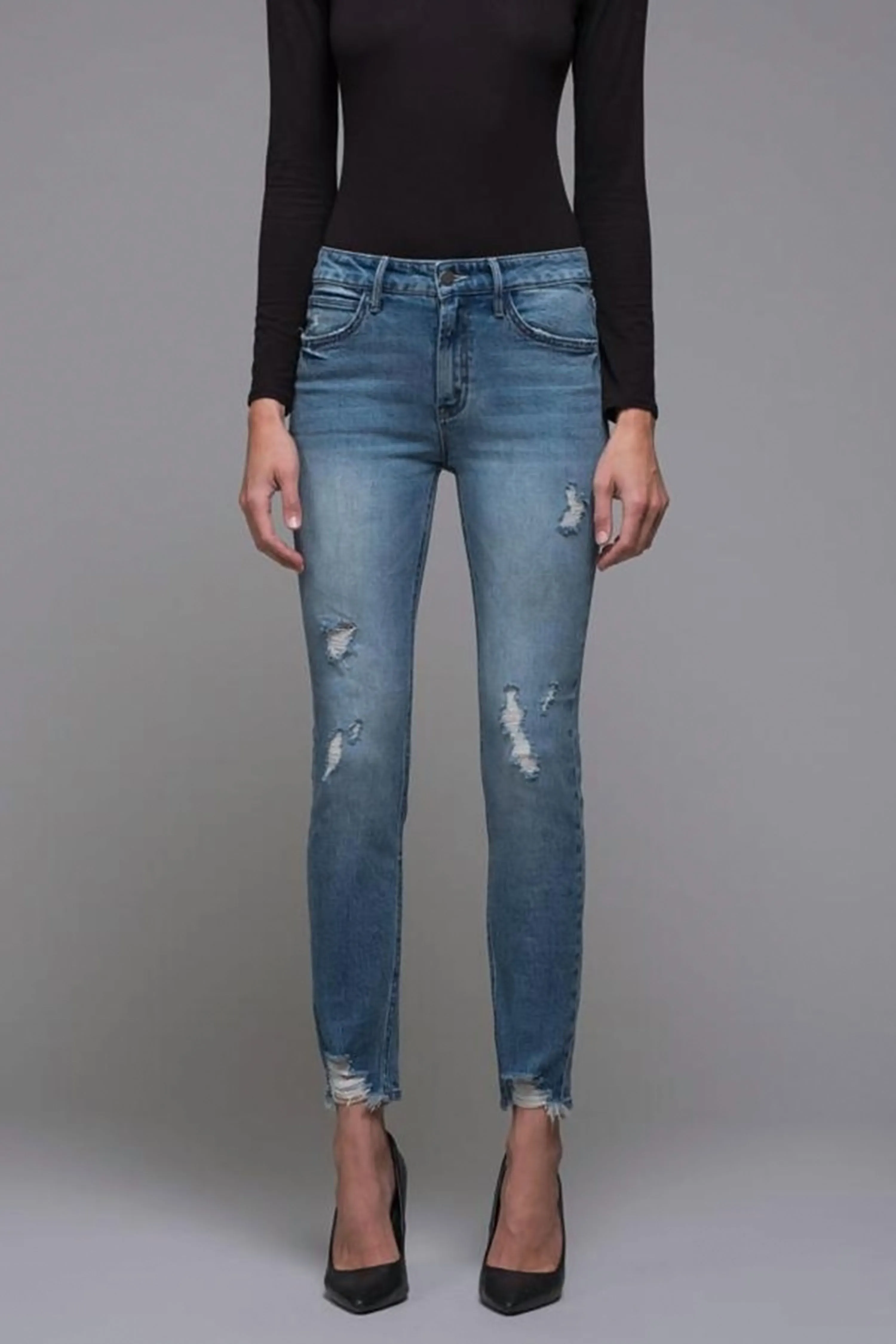 Medium Wash Distressed Skinny Jeans sold by Sun n Moon
