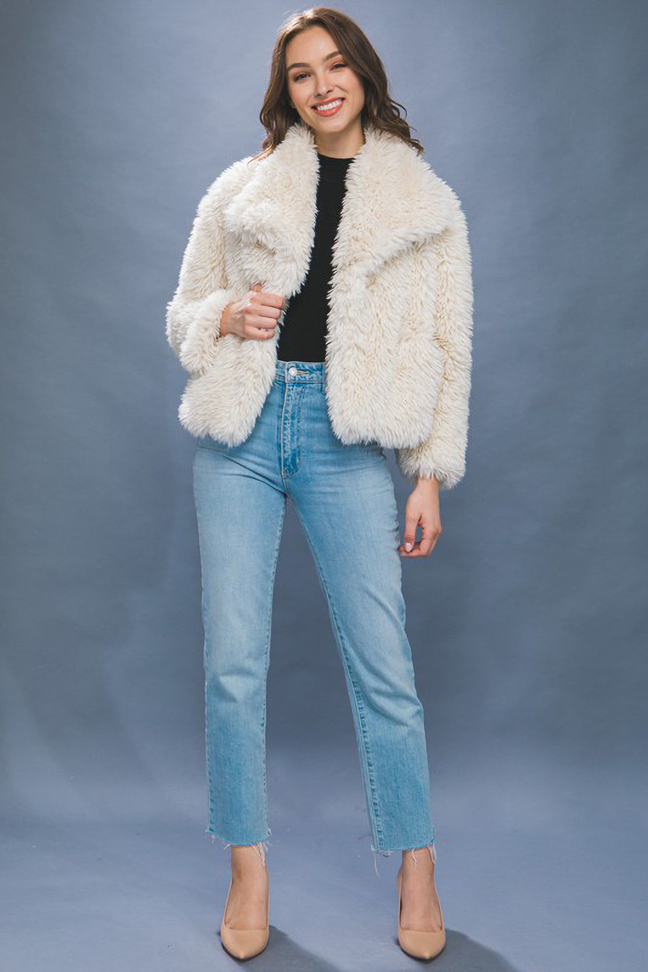 Ivory Faux Fur Coat sold by Sun n Moon product image thumbnail 3