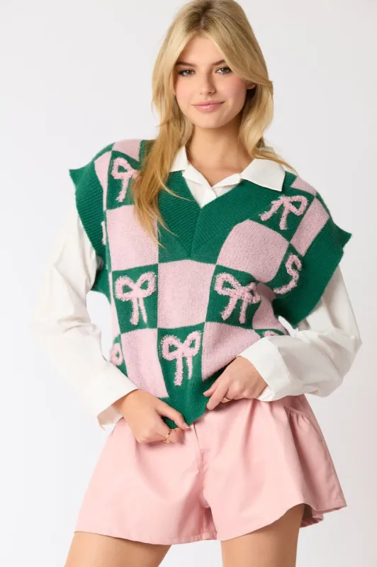 Checkered Bow Sweater Vest sold by Sun n Moon
