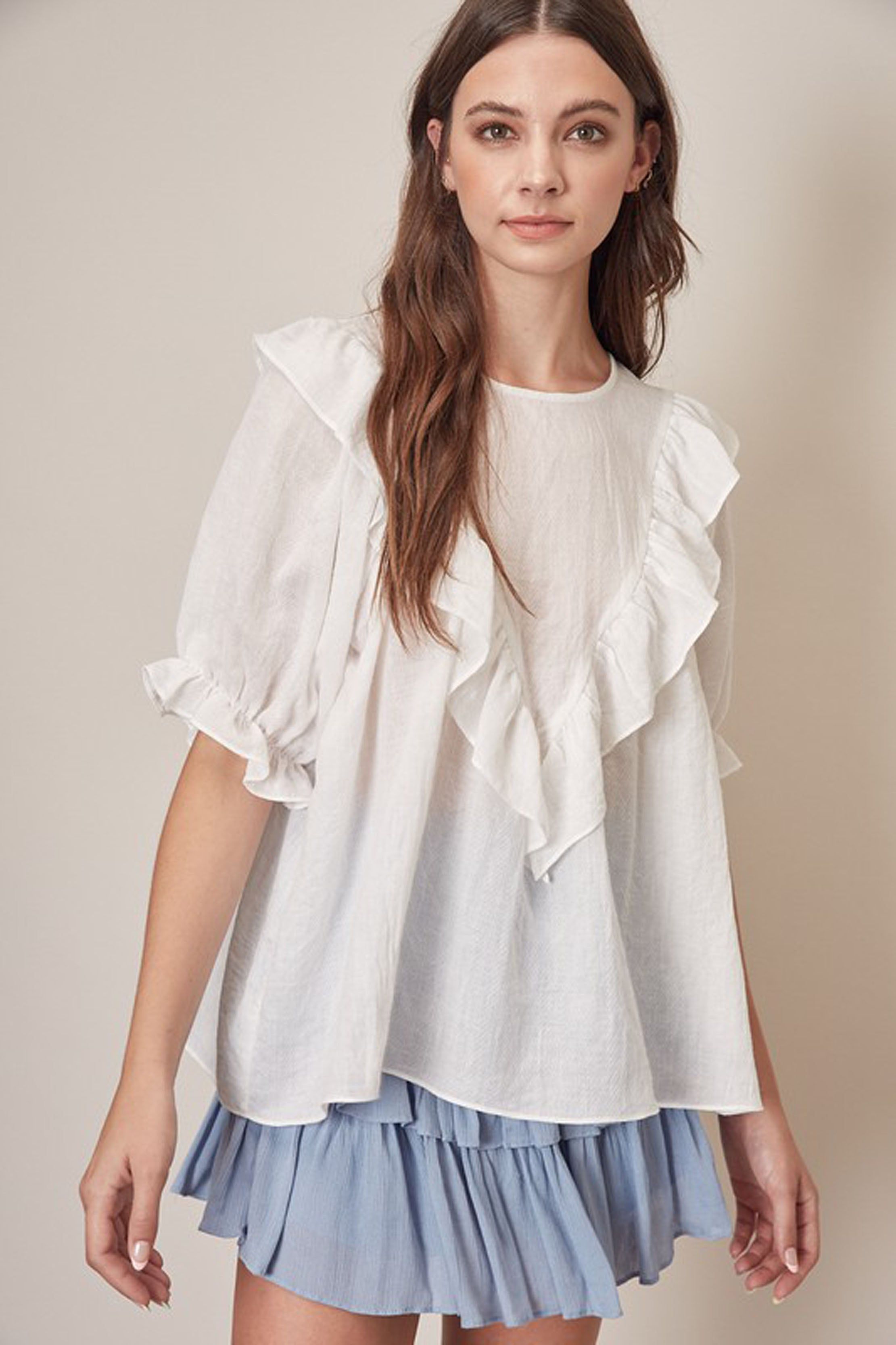 Ruffle Puffy Sleeve Top sold by Sun n Moon