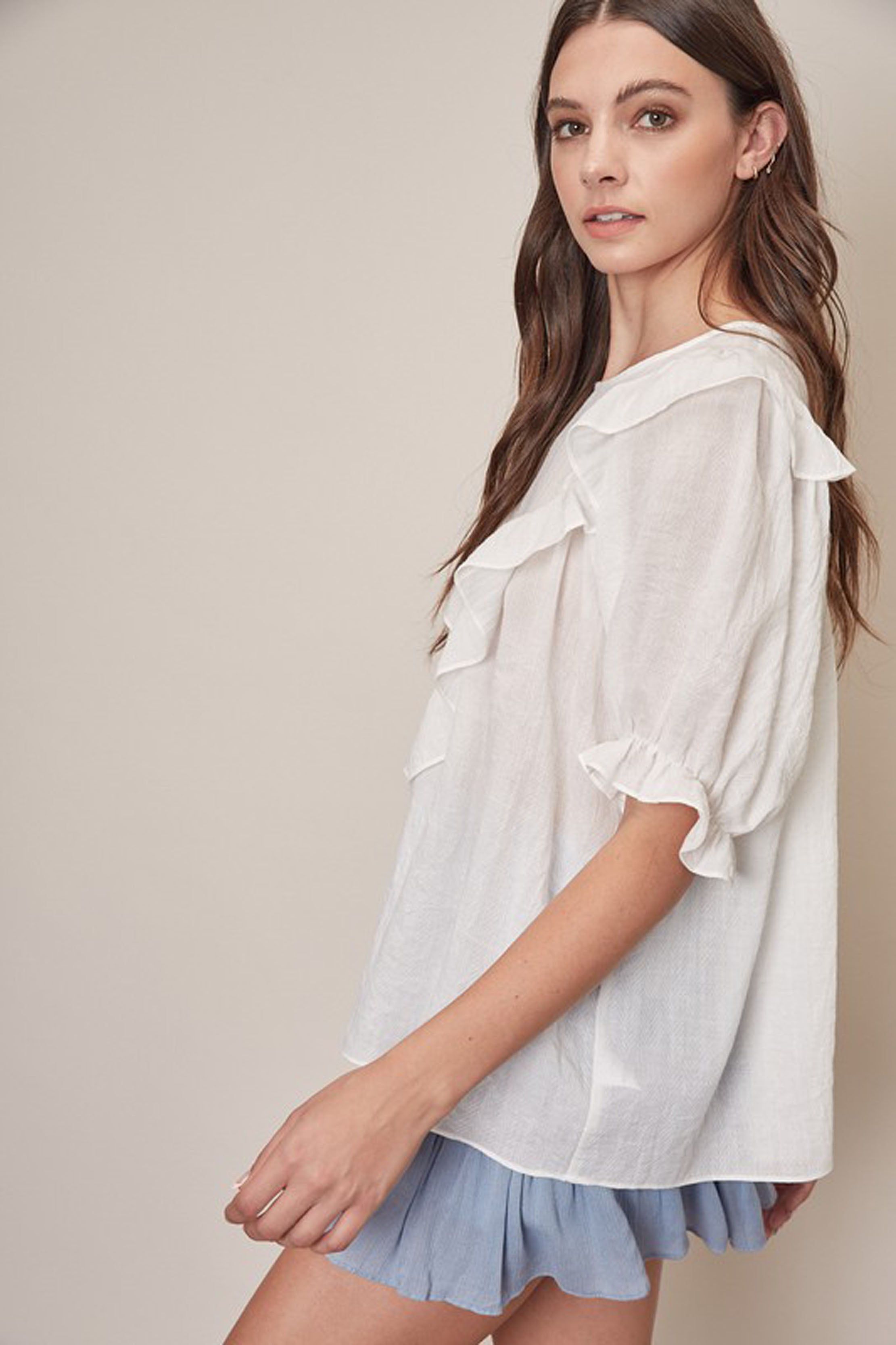 Ruffle Puffy Sleeve Top sold by Sun n Moon product image thumbnail 2