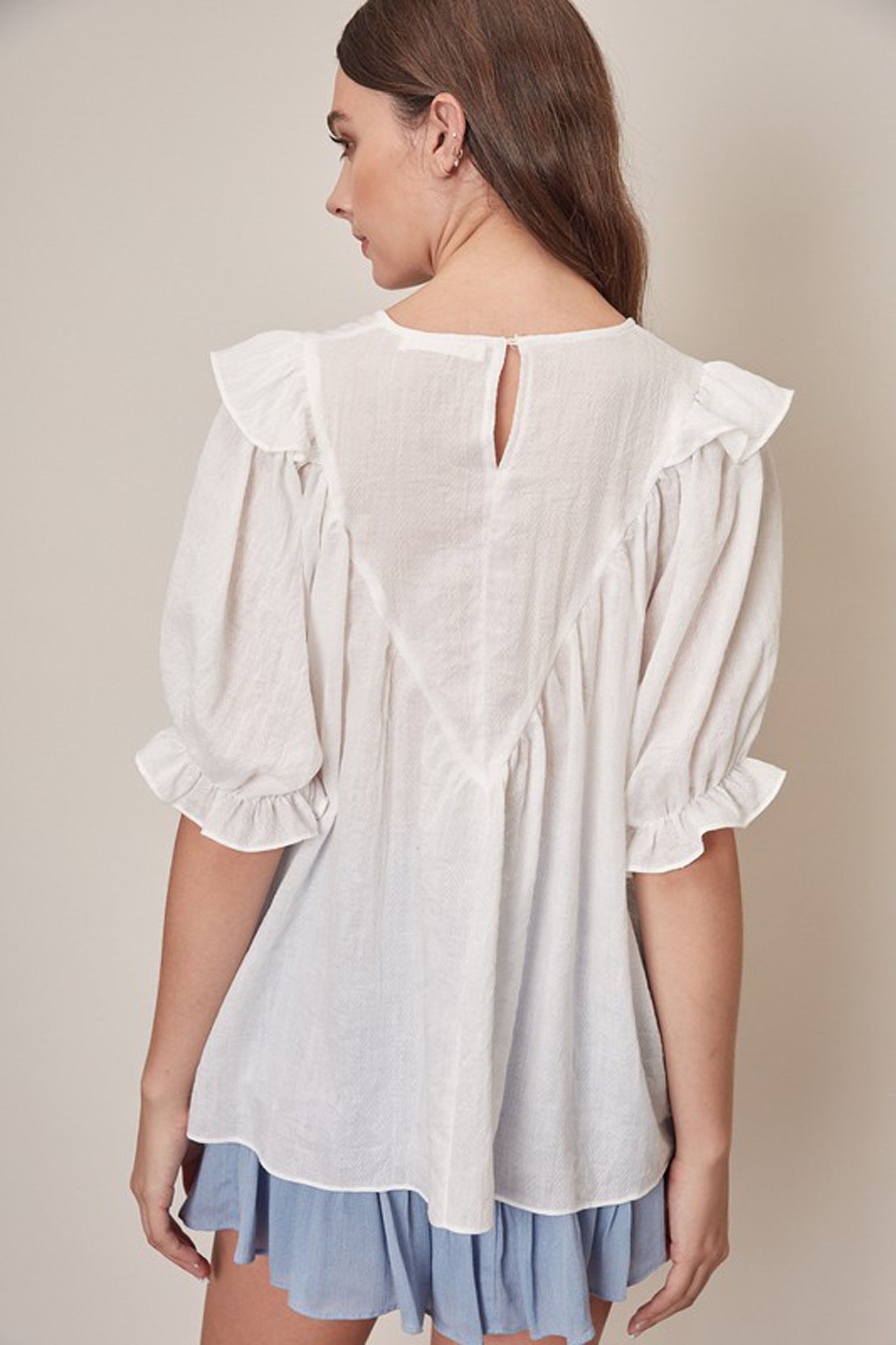 Ruffle Puffy Sleeve Top sold by Sun n Moon product image thumbnail 3