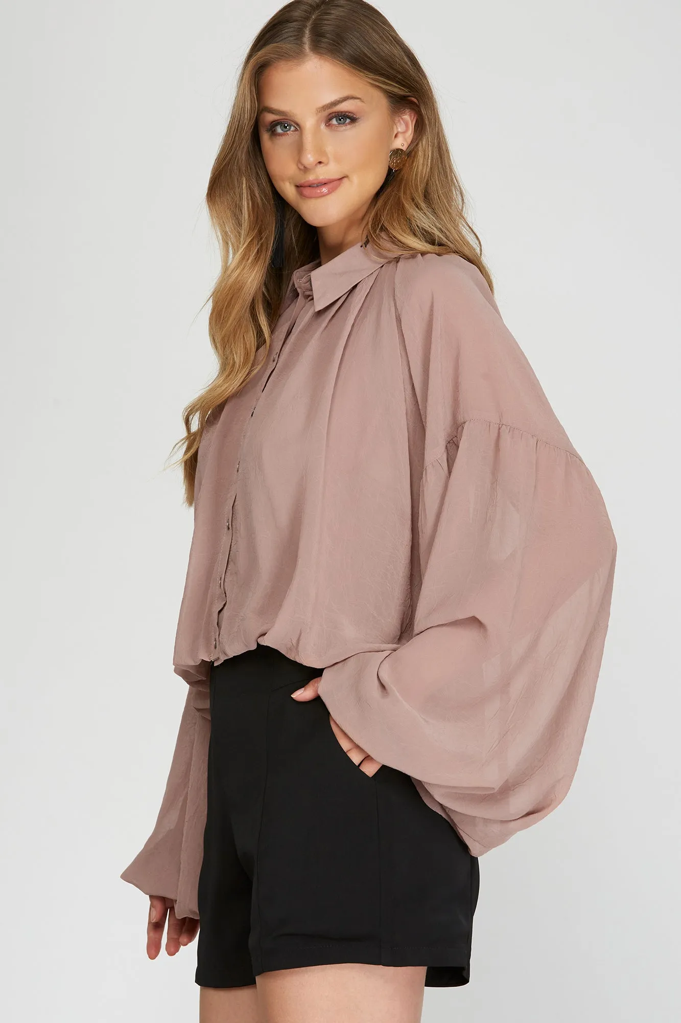 Collared Balloon Sleeve Bubble Top sold by Sun n Moon product image thumbnail 3