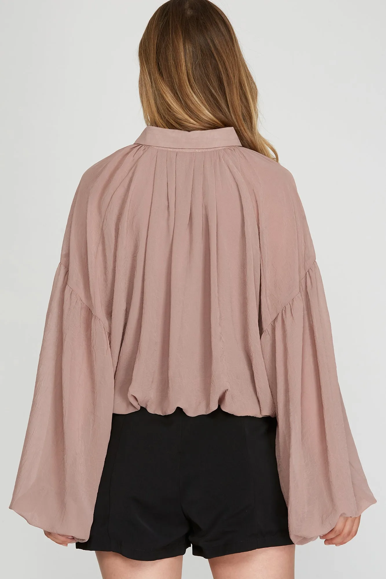 Collared Balloon Sleeve Bubble Top sold by Sun n Moon product image thumbnail 4