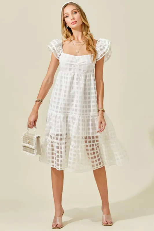 Check Organza Flutter Sleeve Dress sold by Sun n Moon