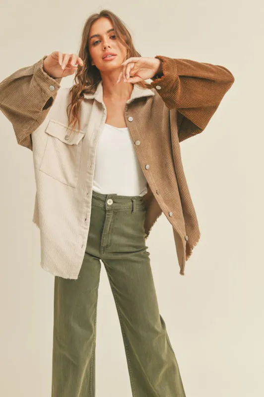 Corduroy Color Block Shacket sold by Sun n Moon