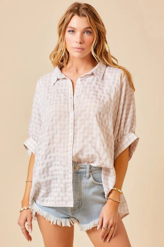 Flowy Checkered Button Up sold by Sun n Moon