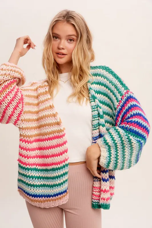 Multi Stripe Knit Cardigan sold by Sun n Moon