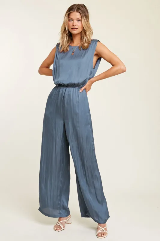 Satin Open Back Wide Leg Jumpsuit sold by Sun n Moon