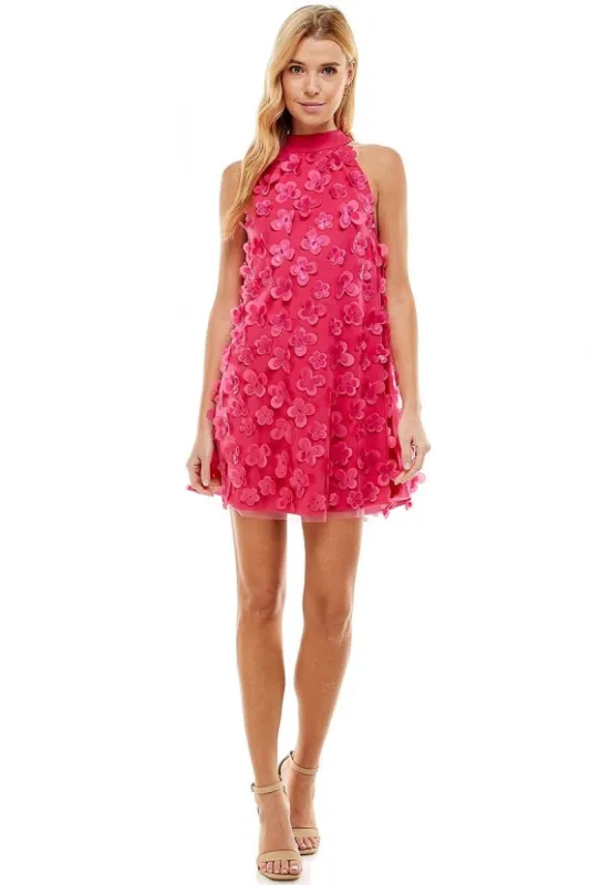 Flower Applique Halter Tie Dress sold by Sun n Moon