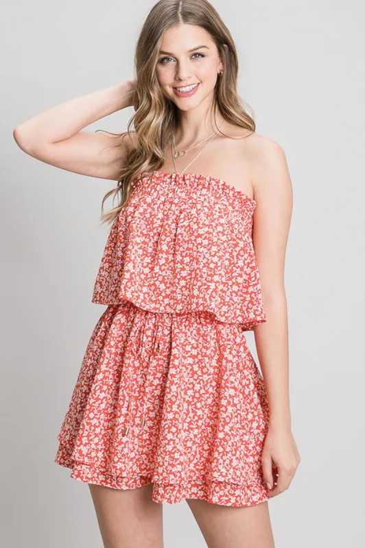 Strapless Floral Ruffle Romper sold by Sun n Moon