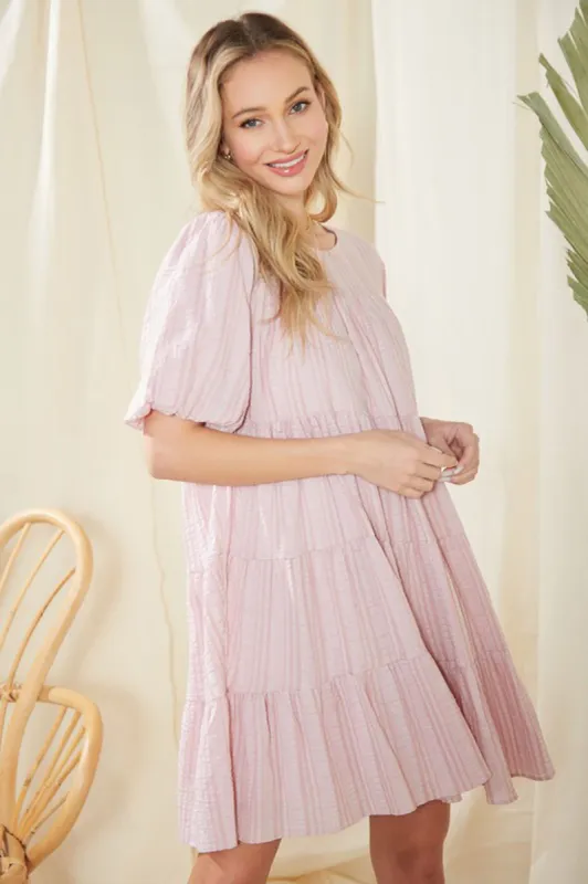 Mauve Puff Sleeve Shift Dress sold by Sun n Moon