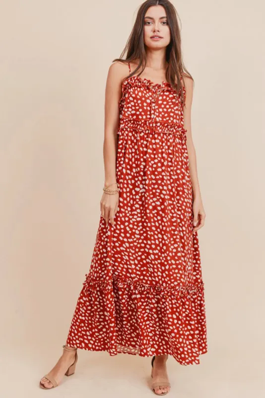 Dot Print Ruffle Maxi Dress sold by Sun n Moon