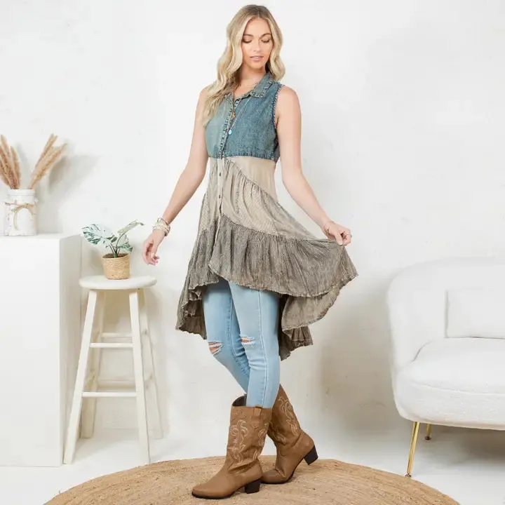 Front-Open Asymmetrical High Low Top- Latte sold by Sunbeam product image thumbnail 3