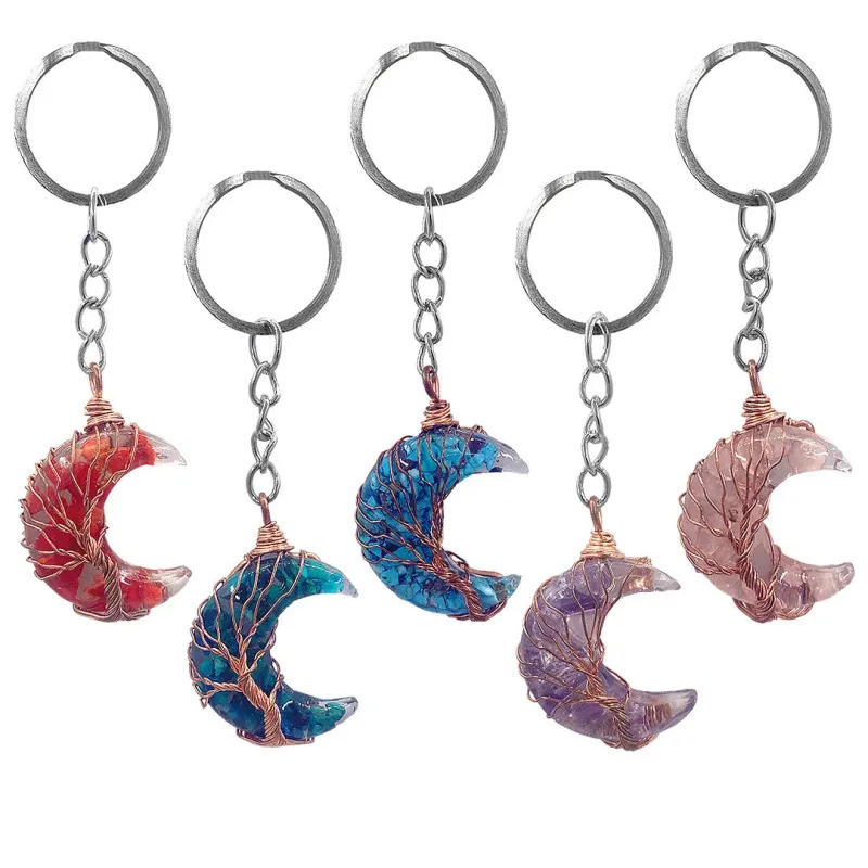 Semi Precious Wrapped Moon Keychain sold by Sunbeam