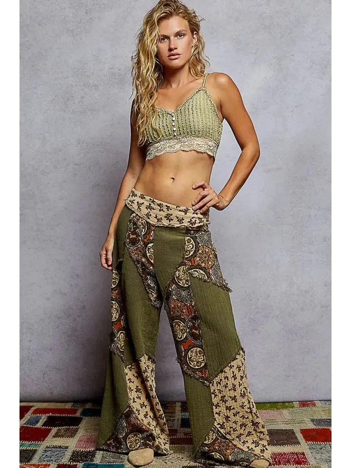 Double Gauze Varied Printed Patchwork Woven Pants sold by Sunbeam product image thumbnail 3