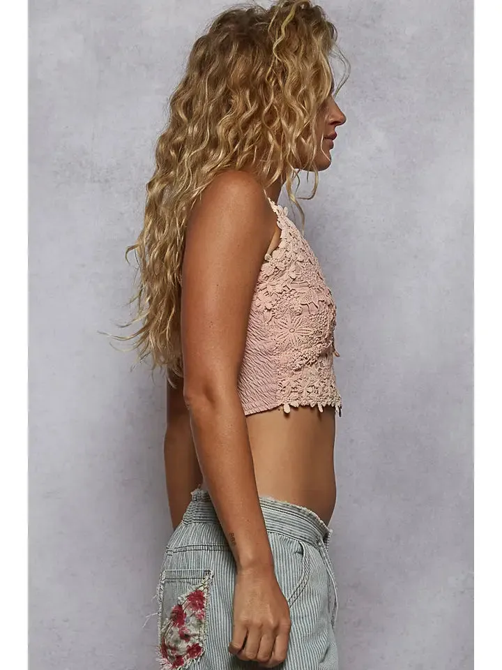 Adjustable Cross Strap Lace Crochet Smock Back Bralette sold by Sunbeam product image thumbnail 4