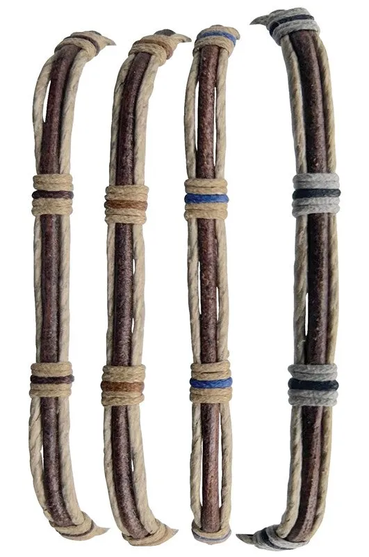 2 Strand Hemp with Leather Bracelet sold by Sunbeam