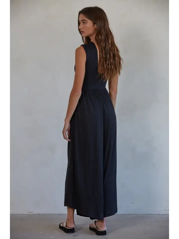 Knit Polyester Spandex Open Back Wide Leg Jumpsuit sold by Sunbeam product image thumbnail 2