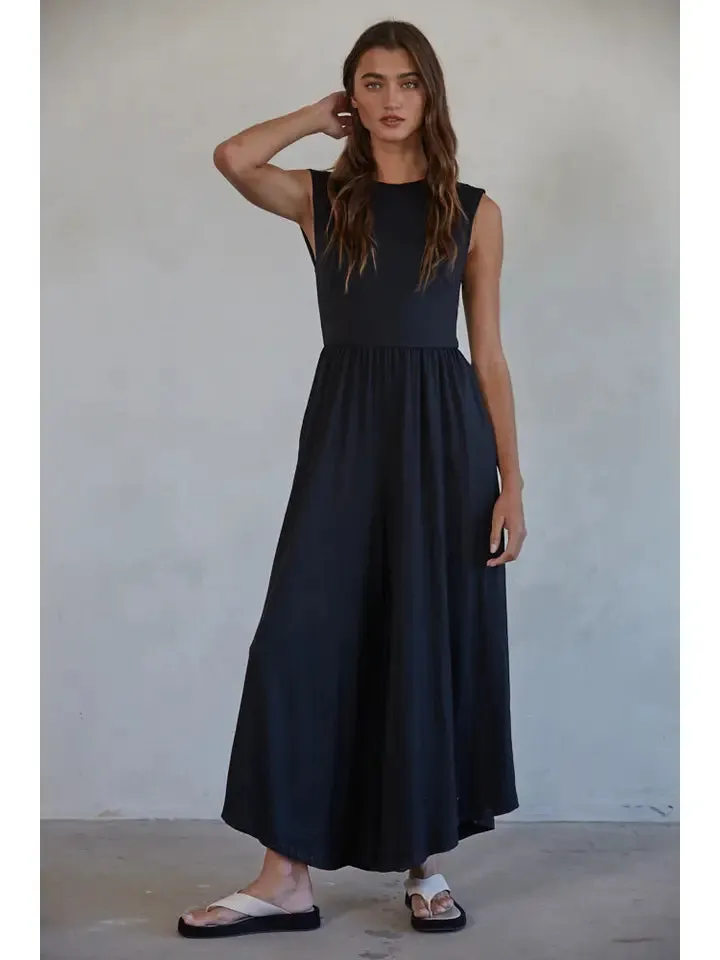 Knit Polyester Spandex Open Back Wide Leg Jumpsuit sold by Sunbeam product image thumbnail 3