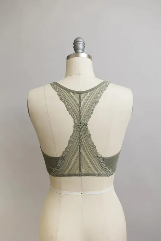 Sage Seamless Front- Lace Racerback Bralette sold by Sunbeam