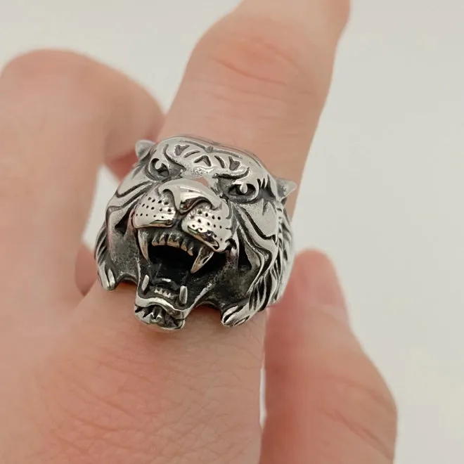 Stainless Steel Personality Tiger Head Ring sold by Sunbeam
