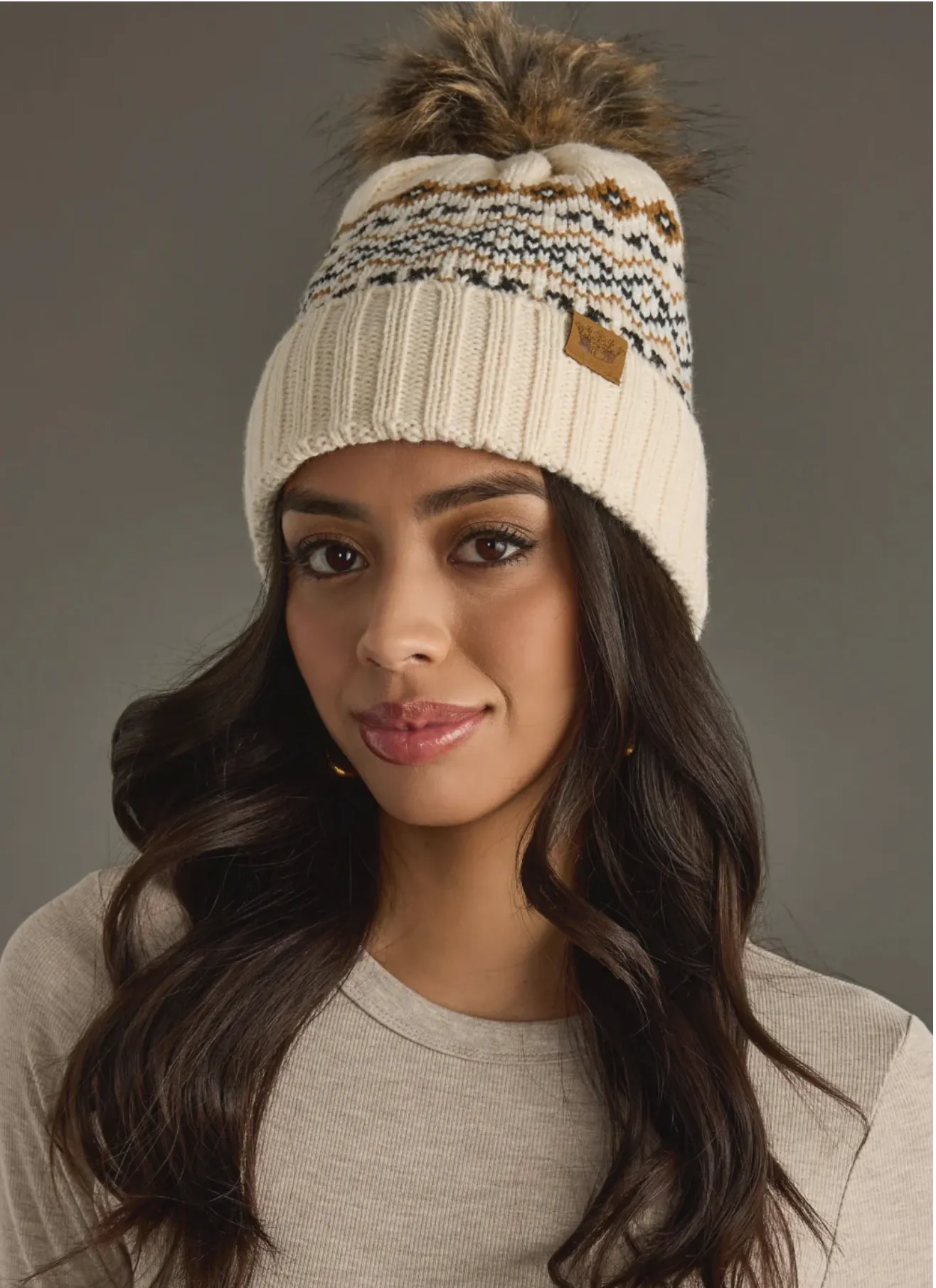Patterned Knit Pom Hat sold by Sunbeam product image thumbnail 2