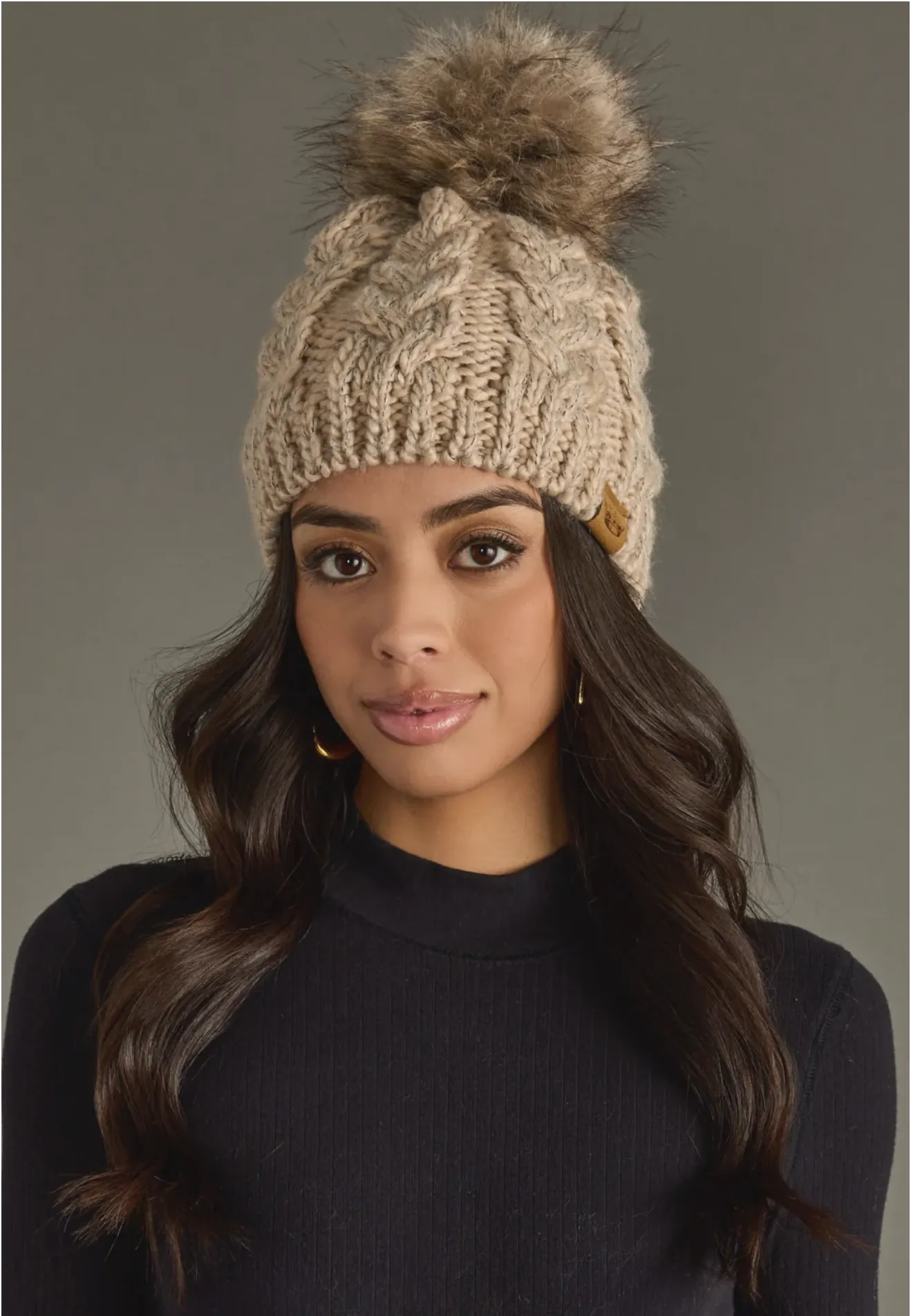 Cable Knit Pom Hat sold by Sunbeam product image thumbnail 2