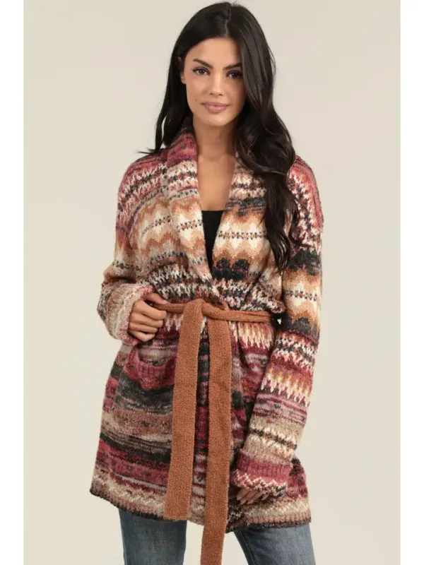 Cozy Knit Cardigan Sweater with Tie Waist sold by Sunbeam