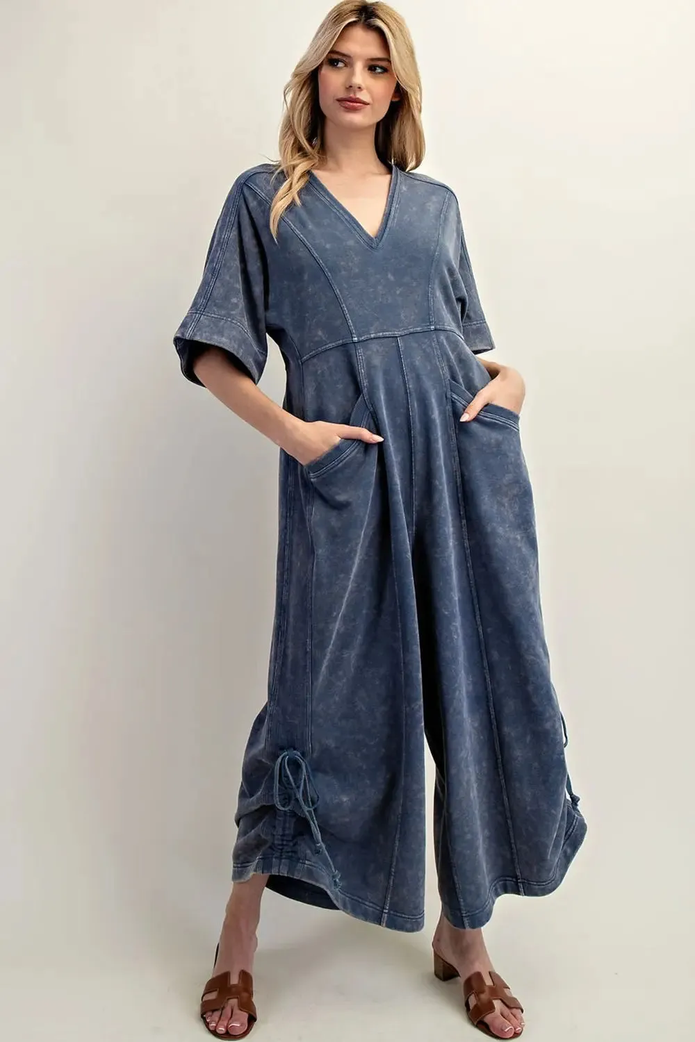 Short Sleeve V-Neck Jumpsuit sold by Sunbeam product image thumbnail 3