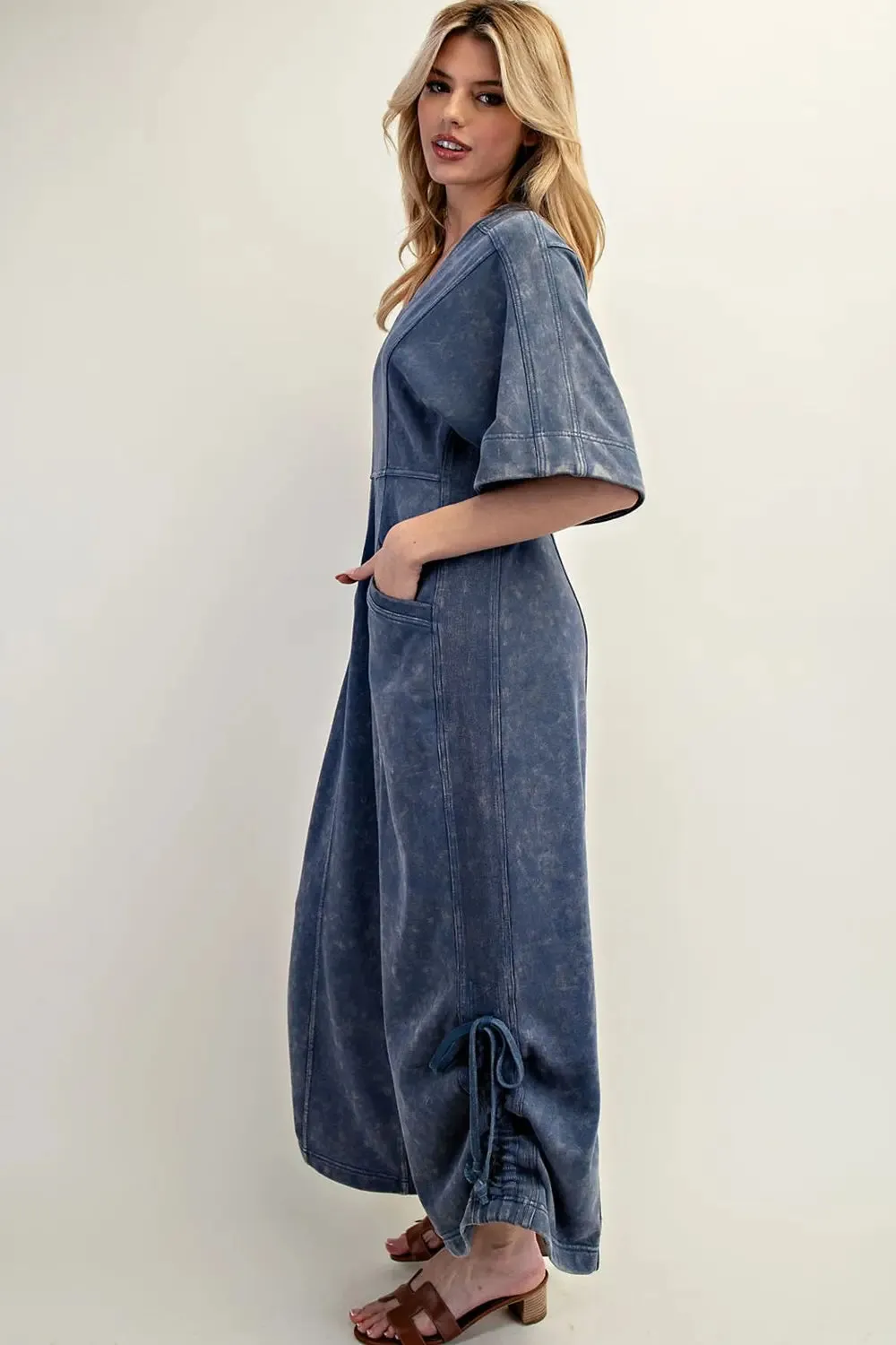 Short Sleeve V-Neck Jumpsuit sold by Sunbeam product image thumbnail 4