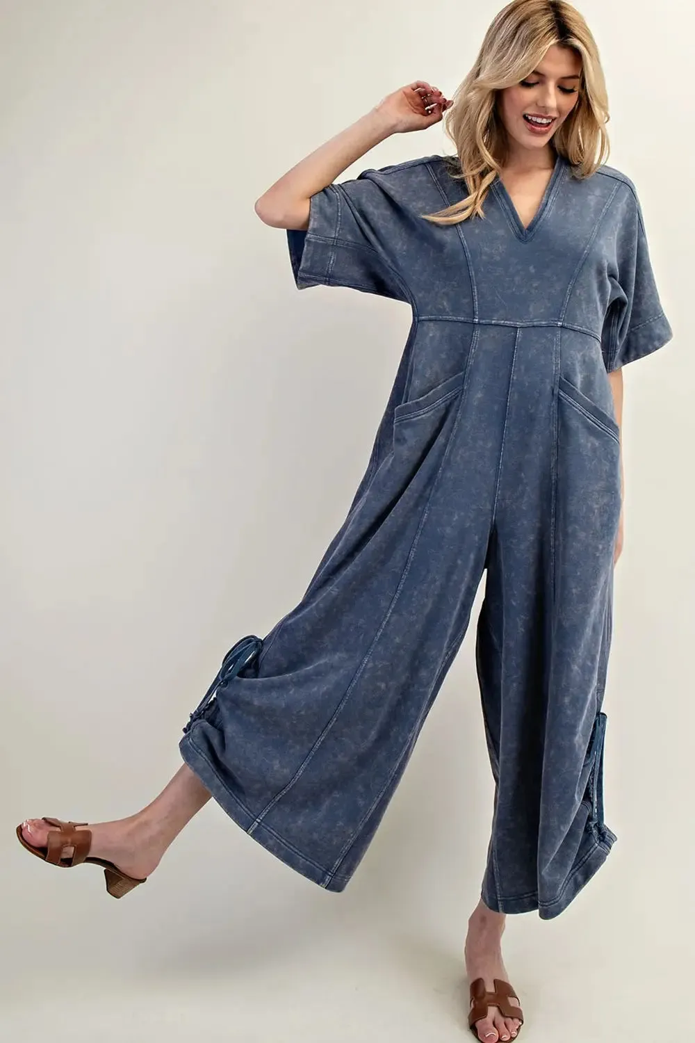 Short Sleeve V-Neck Jumpsuit sold by Sunbeam