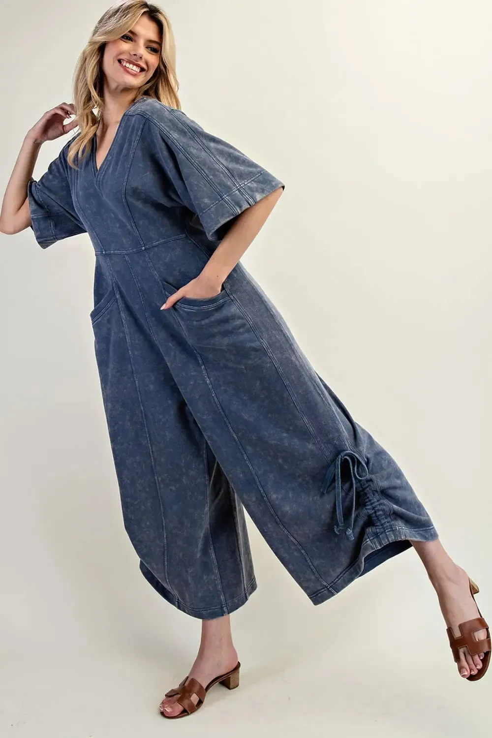 Short Sleeve V-Neck Jumpsuit sold by Sunbeam product image thumbnail 2