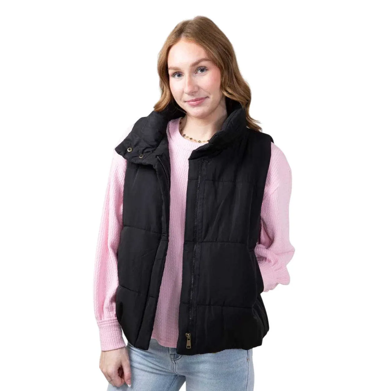 Solid Zip Up Puffer Vest- Black sold by Sunbeam product image thumbnail 3
