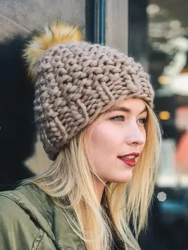 Oversized Chunky Pom Beanie sold by Sunbeam product image thumbnail 4