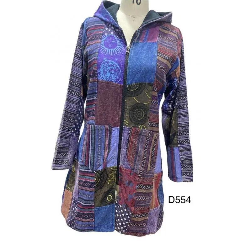 Cotton Patchwork Fleece Lining Long Jacket sold by Sunbeam